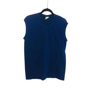 Vintage 80's Wrights Mens Blue Thin Light  Sleeveless Shirt Large